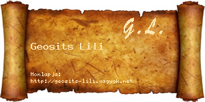 Geosits Lili névjegykártya